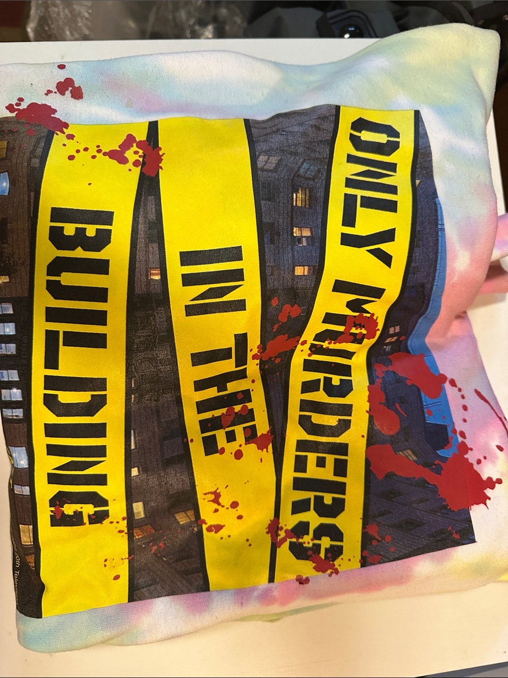 Gildan Yellow Crime Tape Graphic Throw Pillow Cover with Red Splatter